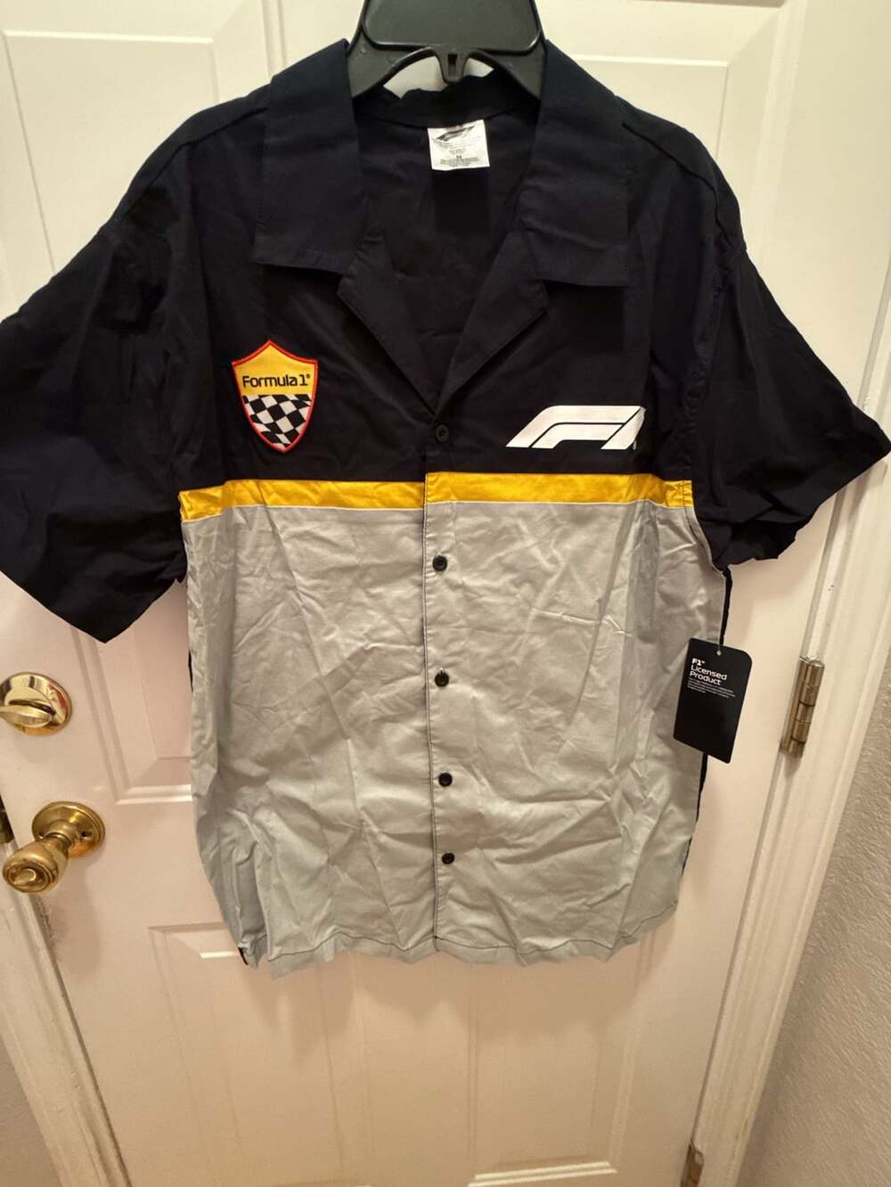 Formula 1 Hybrid Apparel Colorblocked Short Sleeve Button-Up Camp Shirt